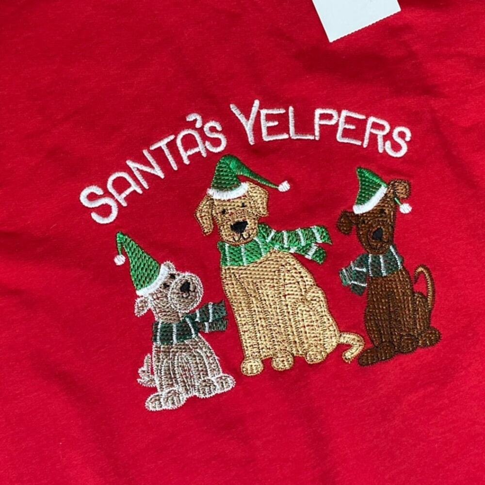 Vintage MC Sportswear Dog Christmas Sweater Long Sleeve Shirt Santa's Yelpers 2X